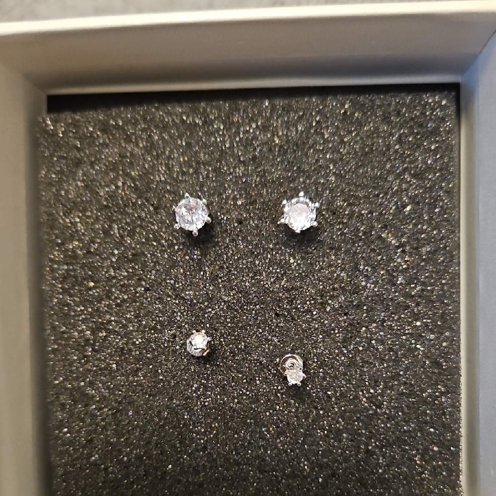 Dazzling Silver Crystal Stud Earrings